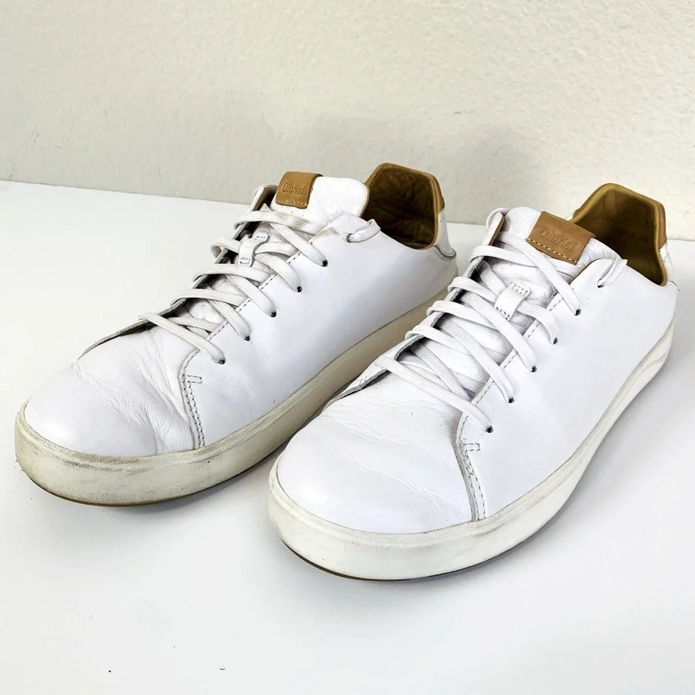 Olukia Lae’ahi Li ‘lil White Leather Waterproof Sneakers Size 11.5